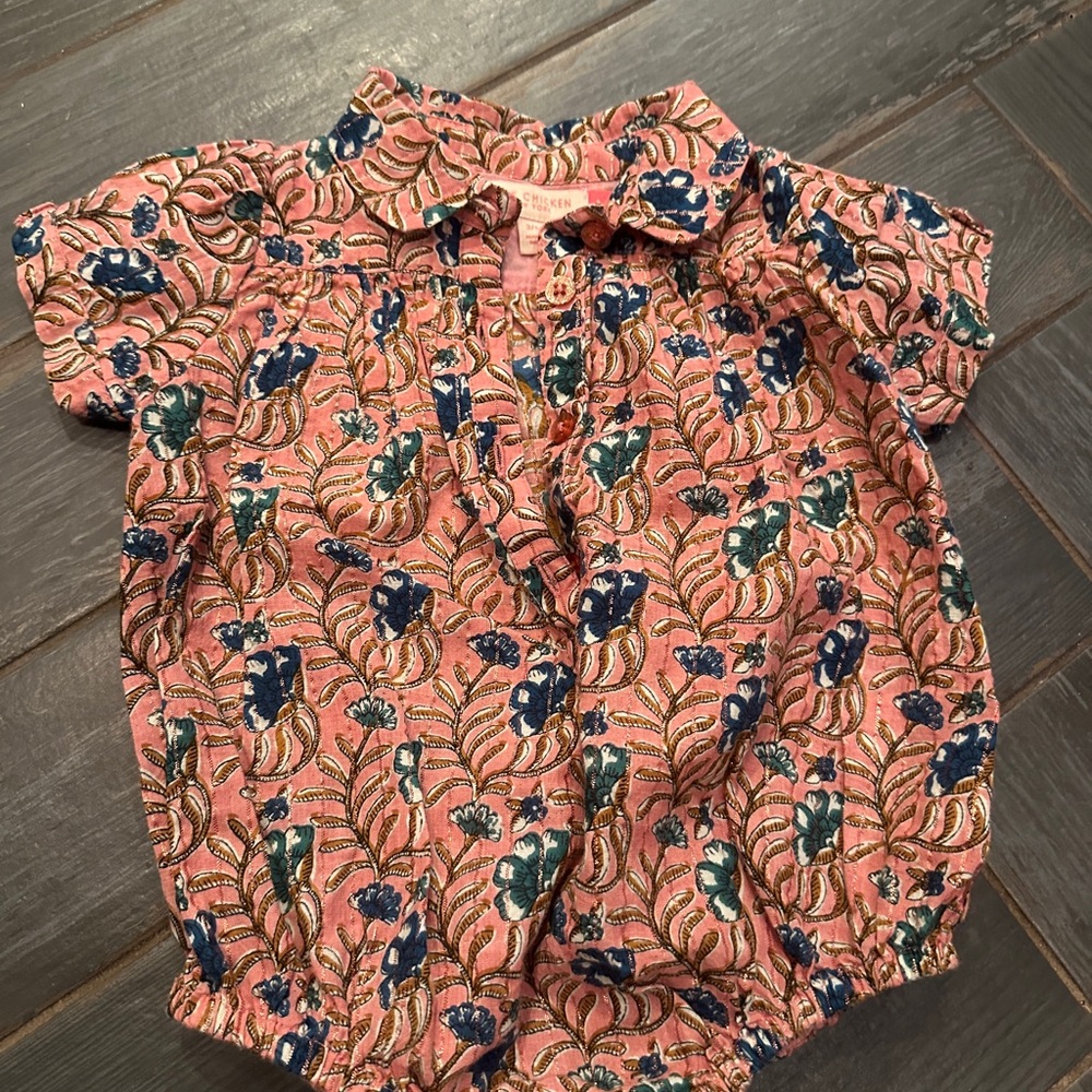 Pink Chicken Floral Pink Bubble Romper
